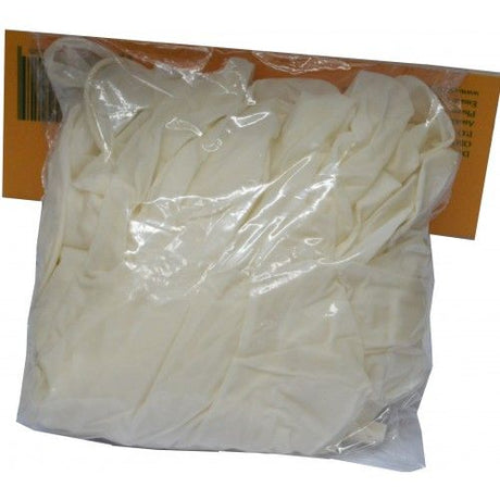 Large disposable latex gloves, pack of 10, ideal for hygiene, healthcare, and food preparation with excellent grip and sensitivity.