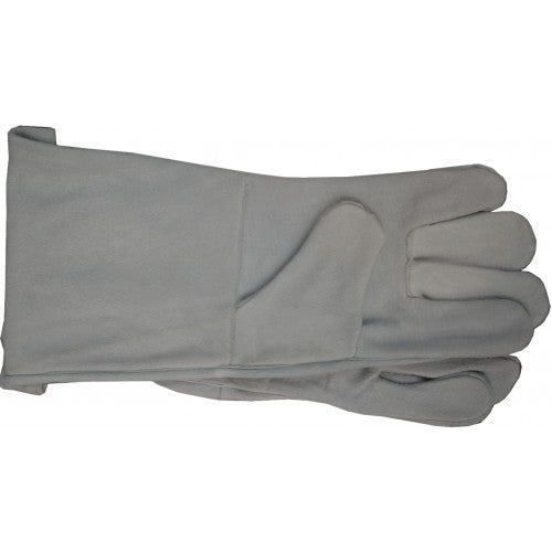 Leather Glove Grey Gauntlet Length 14"