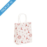 Kraft Paper Bag Reindeer Small White Pk10