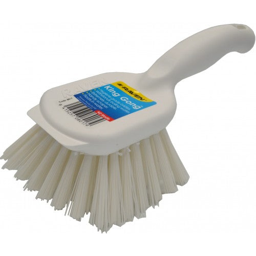 Dairy Scrubs Gong Brush White 8017 with stiff bristles for deep cleaning in commercial and residential spaces.