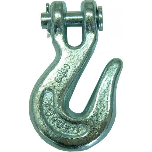 Heavy-duty 3/8" clevis grab hook with slotted throat design for secure, efficient lifting and towing operations.