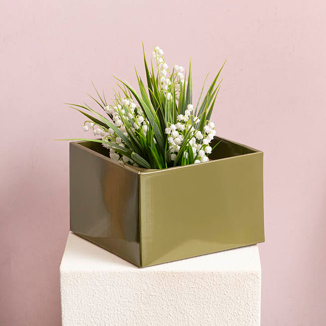 Large Posy Box Autolock Base Pack 10 Moss Green (22x14cmH)