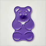 Purple satin acrylic gummy bear art piece, 88mm x 139mm, frosted finish perfect for home decor.
