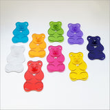 Purple satin acrylic gummy bear art piece, 88mm x 139mm, perfect for whimsical home decor in various spaces.