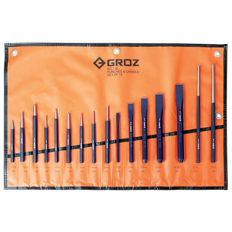 Groz 16pc Punch & Cold Chisel Set