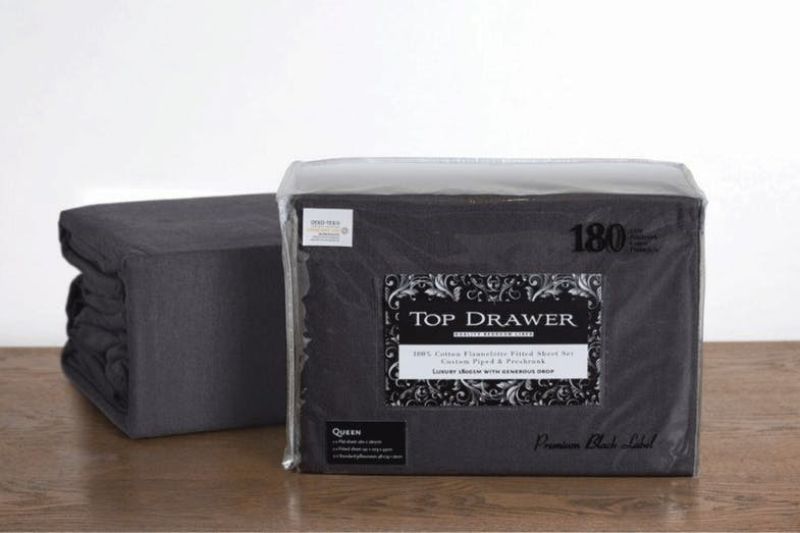 King Single Sheet Set - TD Flannelette 180GSM (Graphite)