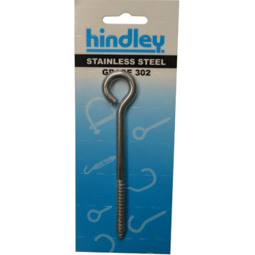 Stainless screw eye 125x6mm for secure fastening; rust-resistant, durable for DIY and marine use.