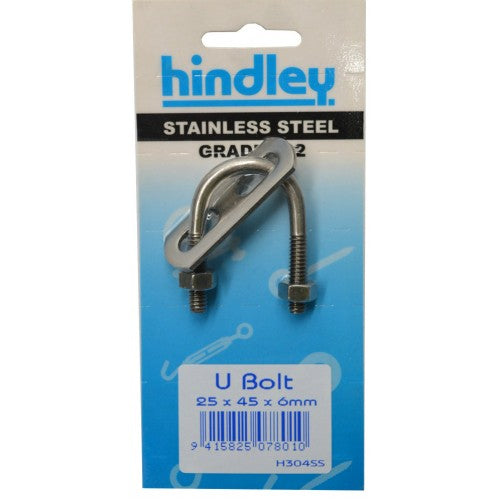 Durable stainless U bolt 25x45x6mm for reliable fastening in construction, automotive, and DIY projects.