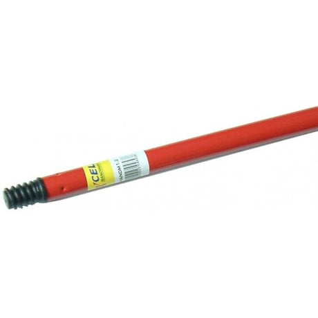 Red 1.2m metal cleaning handle with secure plastic thread, designed for durability and versatility in cleaning tasks.