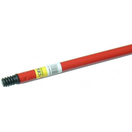 Red 1.2m metal cleaning handle with secure plastic thread, designed for durability and versatility in cleaning tasks.