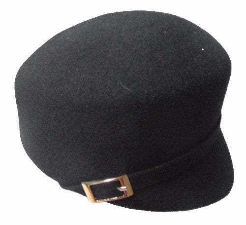 Felt Hood Buckle Cap - Black