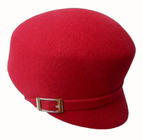 Felt Hood Buckle Cap - Red