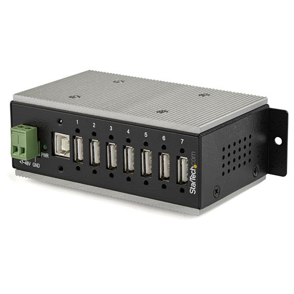 7-Port Industrial USB 2.0 Hub with ESD Protection & Surge Resistance for Harsh Environments