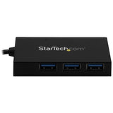 Compact 4-Port USB 3.0 Hub with 3 USB-A and 1 USB-C for high-speed connectivity on-the-go.