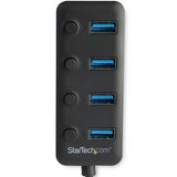 4-Port USB 3.0 Hub with Individual On/Off Switches for Enhanced Device Management