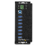 Industrial 7 Port USB Hub with Power Supply - Mountable USB 3.0 Hub for Harsh Environments