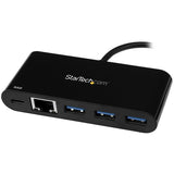 High-Speed 3 Port USB-C Hub with Gigabit Ethernet & Power Delivery - USB 3.0 to 3x USB-A