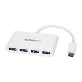 4-Port USB-C Hub - USB-C to 4x USB-A - USB 3.0 Hub - Bus Powered - White