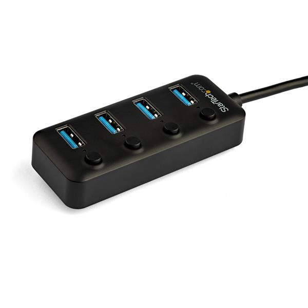 4-Port USB C Hub with 4 USB-A Ports and Individual Power Switches for Easy Connectivity