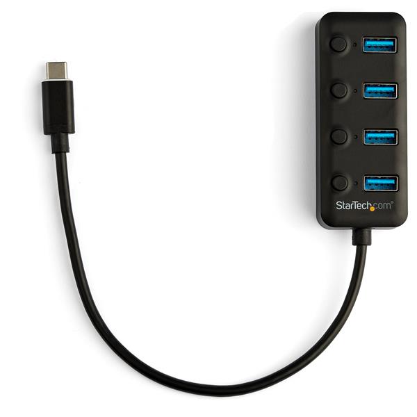 4-Port USB C Hub with 4 USB-A Ports and Individual Power Switches for Easy Connectivity