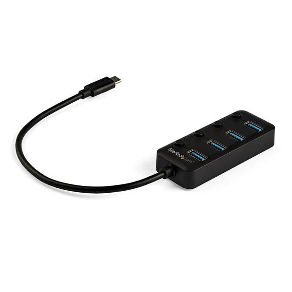 4-Port USB C Hub with 4 USB-A Ports and Individual Power Switches for Easy Connectivity