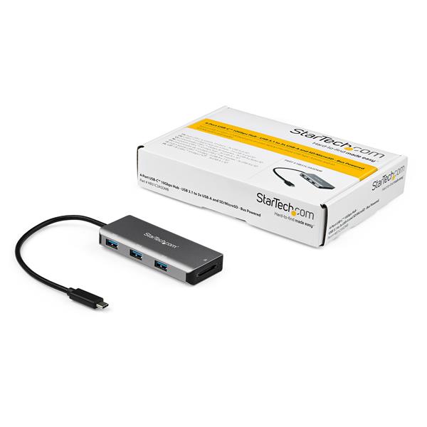 High-Speed 3-Port USB-C Hub with SD Card Reader - 10Gbps USB-A & USB-C Connectivity