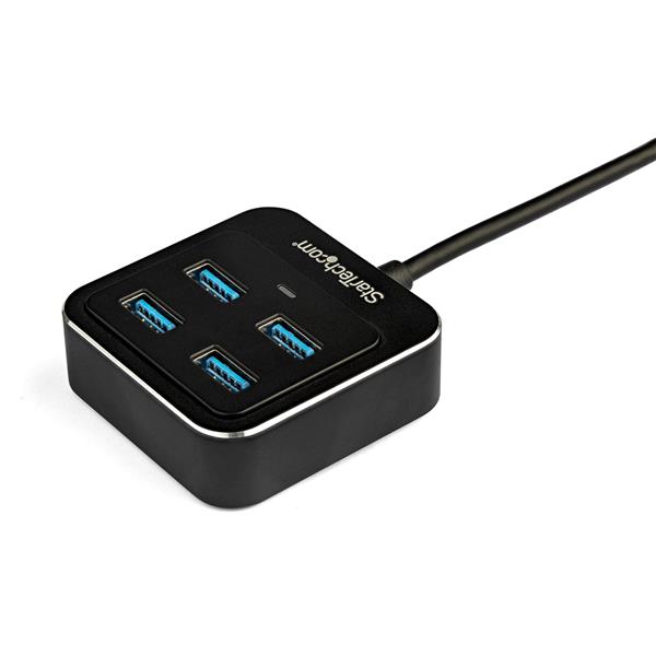 4-Port USB-C Hub with 4 USB-A Ports - 10 Gbps Data Transfer - Compact & Portable - Black