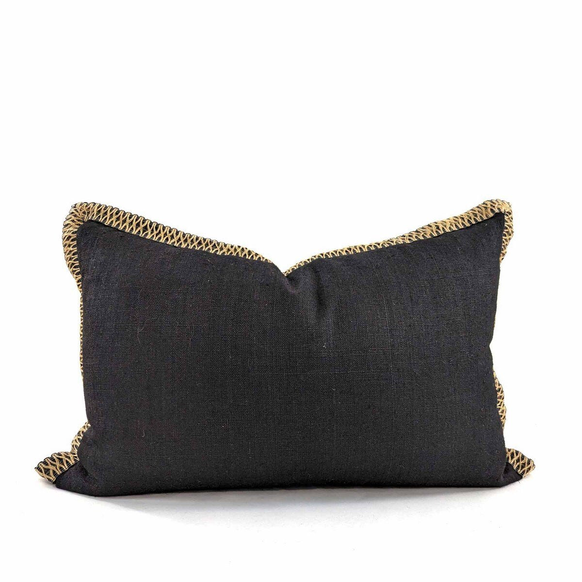 CUSHION COVER - JUTE FLANGE - BLACK / NATURAL -  400x600