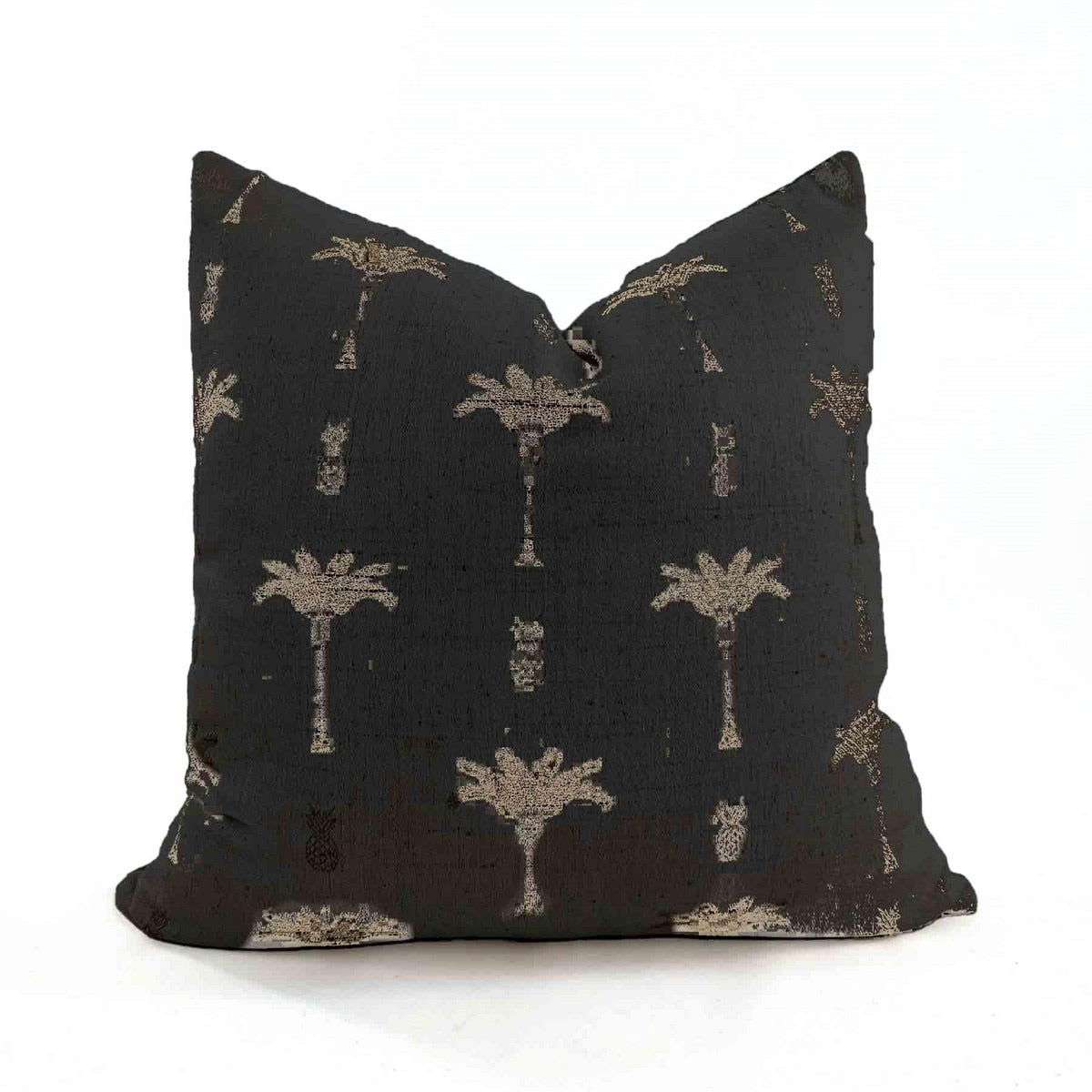 CUSHION COVER - PALM TREE - BLACK / NATURAL -  550x550
