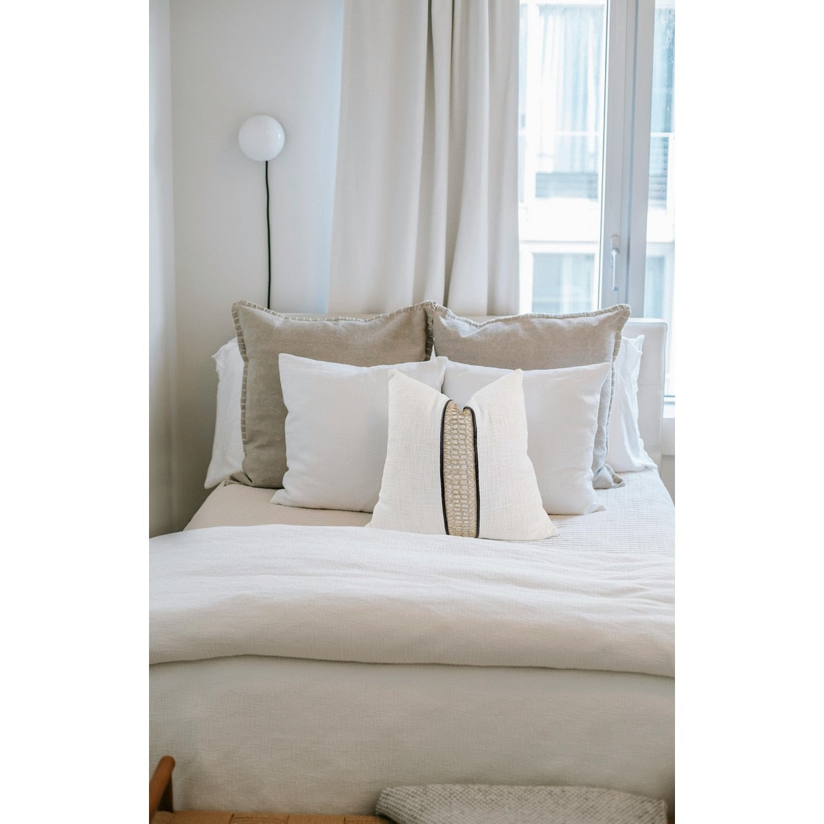 CUSHION COVER - BRAID - CREAM / NATURAL -  550x550