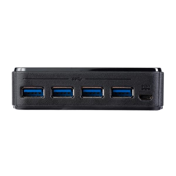 4-Port USB 3.0 Peripheral Sharing Switch for Mac, Windows & Linux - Fast Data Transfer, Remote Selector