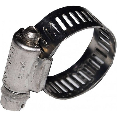 Hose Clip S/Steel 14-27mm, durable stainless steel clamp for marine, industrial, and automotive applications.