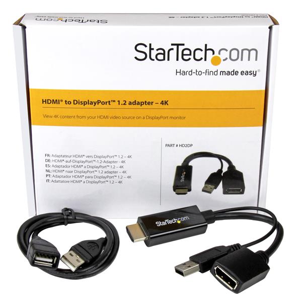 4K HDMI to DisplayPort Converter - Ultra HD Video Adapter for Dual Monitor Setup