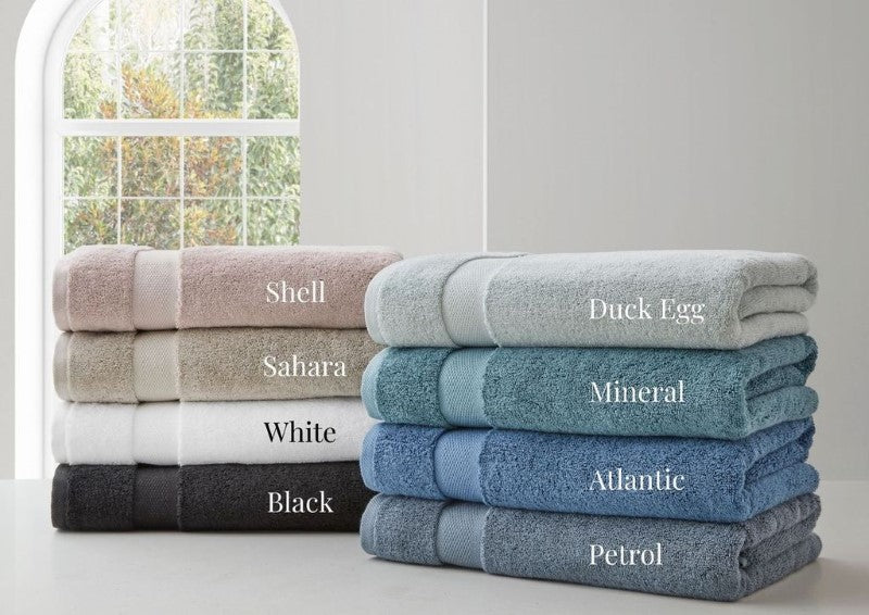 Plush Baksana Bergama Sahara bath sheet, 90x180cm, 650gsm, 100% OEKO-TEX® cotton, perfect for a luxurious bathroom refresh.