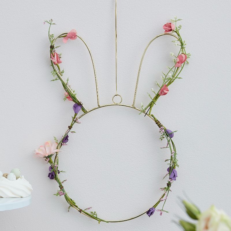 Wreath with Foliage - Contemporary Easter Bunny (32cm)