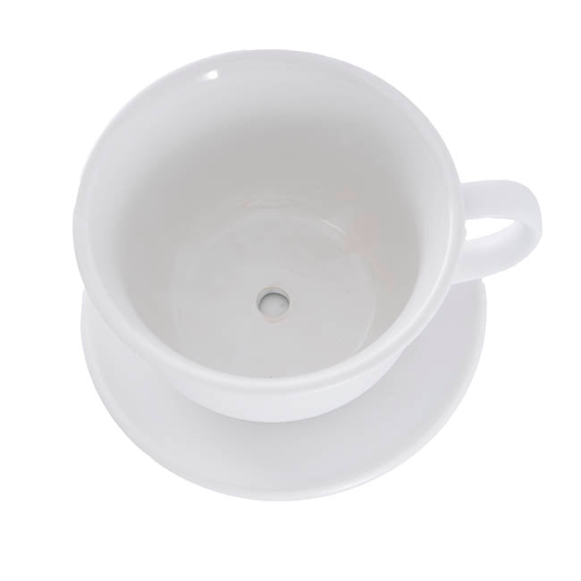 Ceramic Coffee Cup Pot & Plate Matte White
