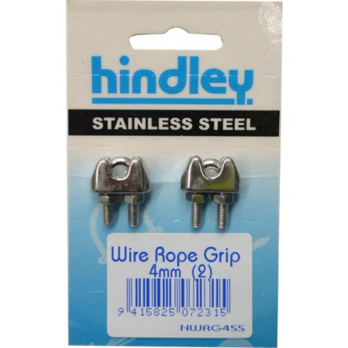 Stainless Wire Rope Grip 4mm   2 Per Card