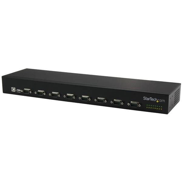 8-Port USB-to-Serial Adapter Hub for industrial automation, featuring rack-mountable design and reliable FTDI chipset.