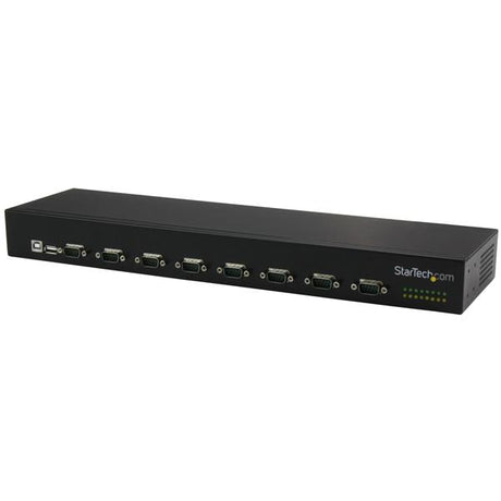 8-Port USB-to-Serial Adapter Hub for industrial automation, featuring rack-mountable design and reliable FTDI chipset.