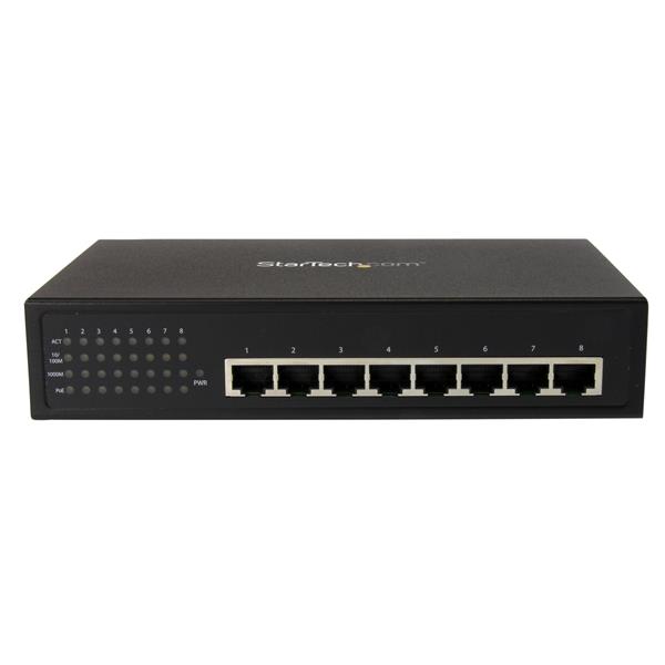 8-Port Unmanaged Industrial Gigabit PoE Switch - Power over Ethernet 802.3af/at, 120W