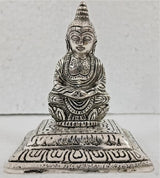 Incense Holder - White Metal Square Buddha (12.5cm)