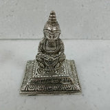 Incense Holder - White Metal Square Buddha (12.5cm)