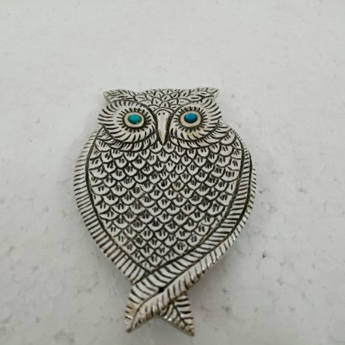 Incense Holder - White Metal OWL (13cm)