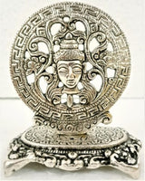 Incense Holder - White Metal Round Buddha Head (9cm)