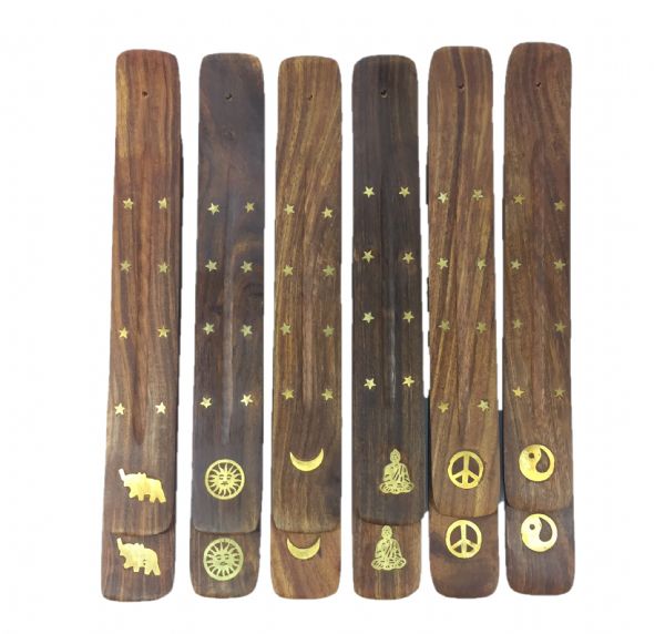 Incense Holder - Set 12 Brass Inlay Burner 10 inch