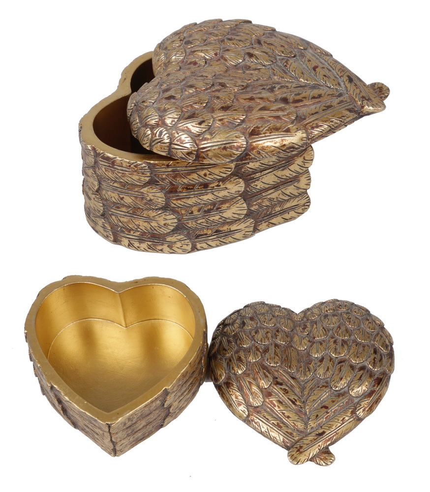 Heart box with wings GOLD