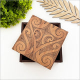 Small Trinket Box: Ta Moko 3 Square Trinket Box