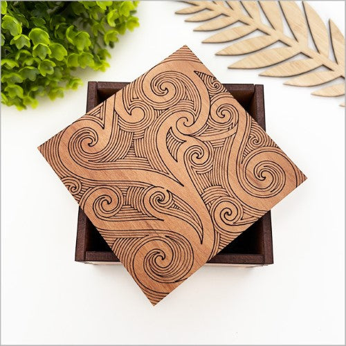 Small Trinket Box: Ta Moko 1 Square Trinket Box