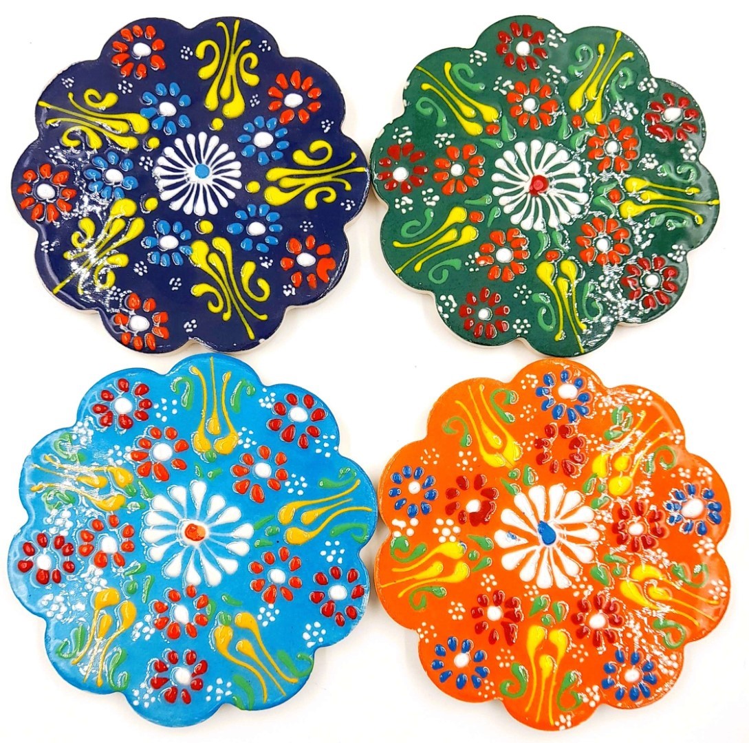 Turkish Handpainted Coasters - 12cm (Set of 4 Assorted)