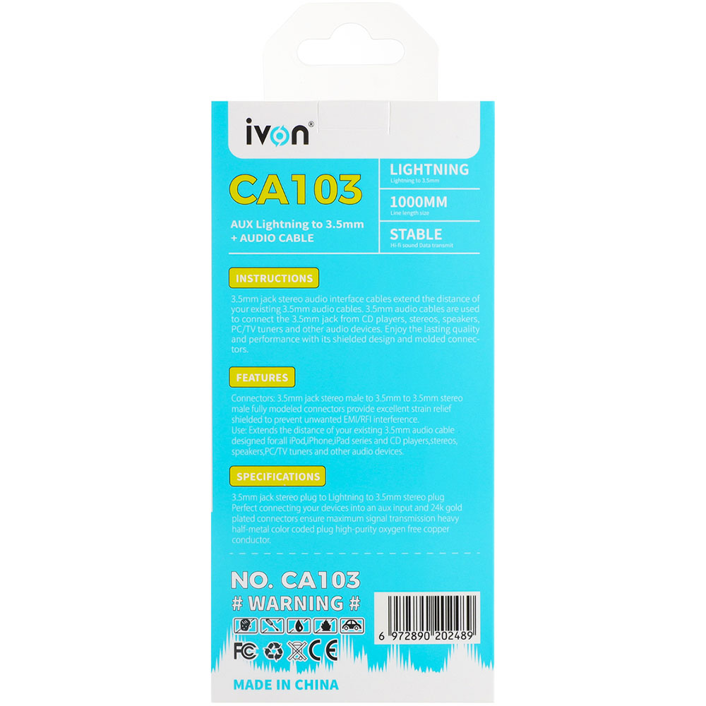 IVON CA103 AUX to iPhone- Pack of 5